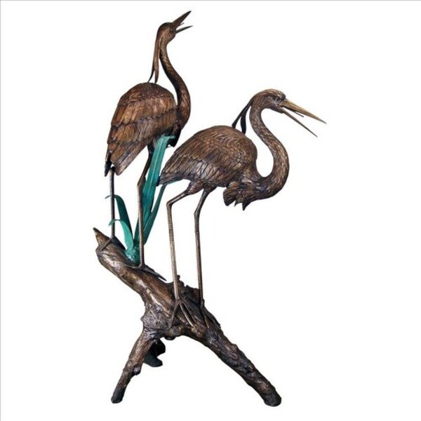 Piped Pair Cranes Bronze for the Garden High End Statuary Low Prices